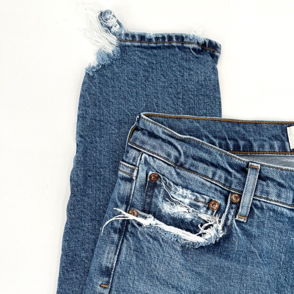 Agolde Toni Distressed Medium Wash Skinny Jeans - Picture 4 of 16